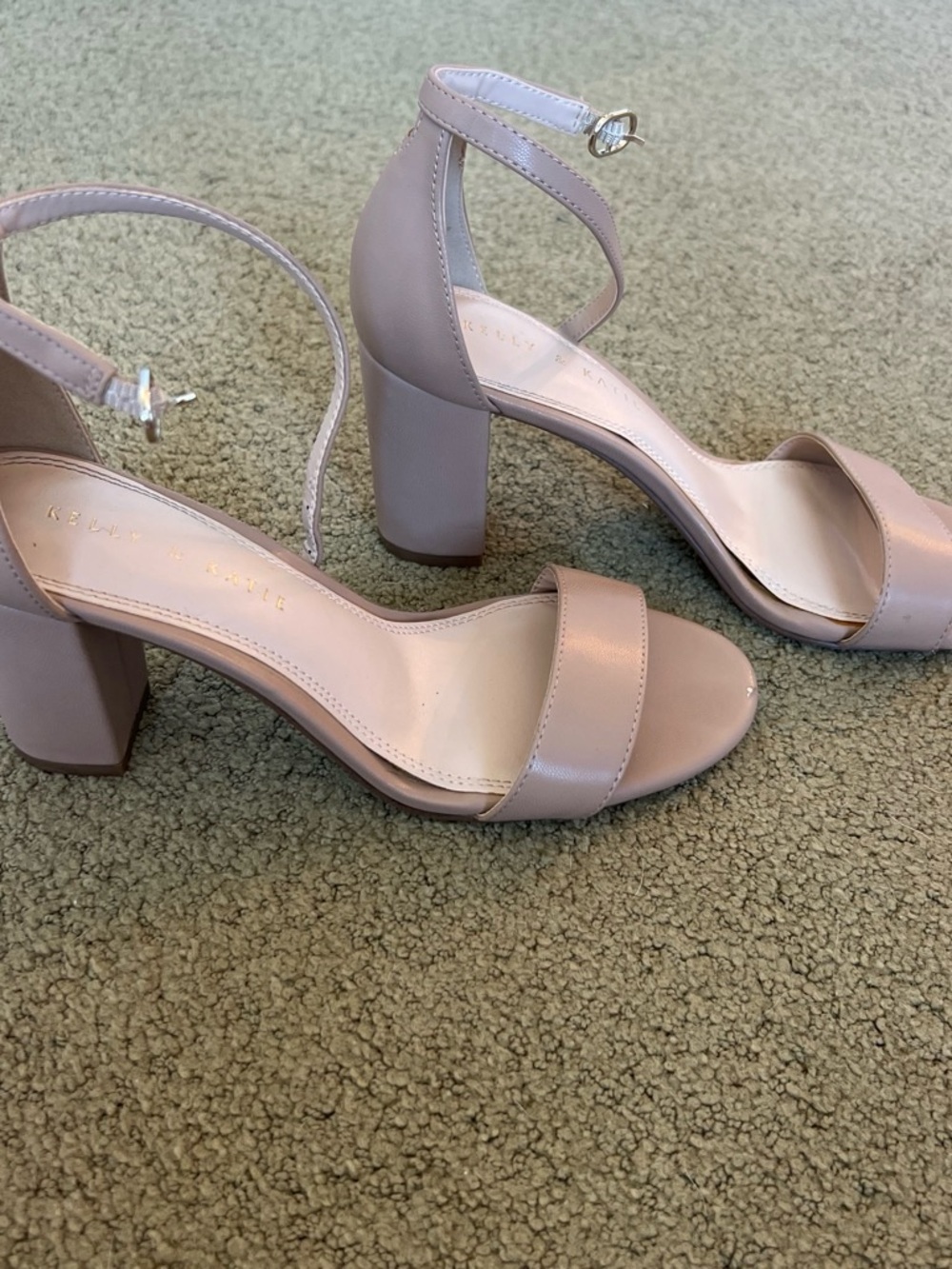 Kelly & Katie Neutral Block Heel Ankle-Strap Sandals